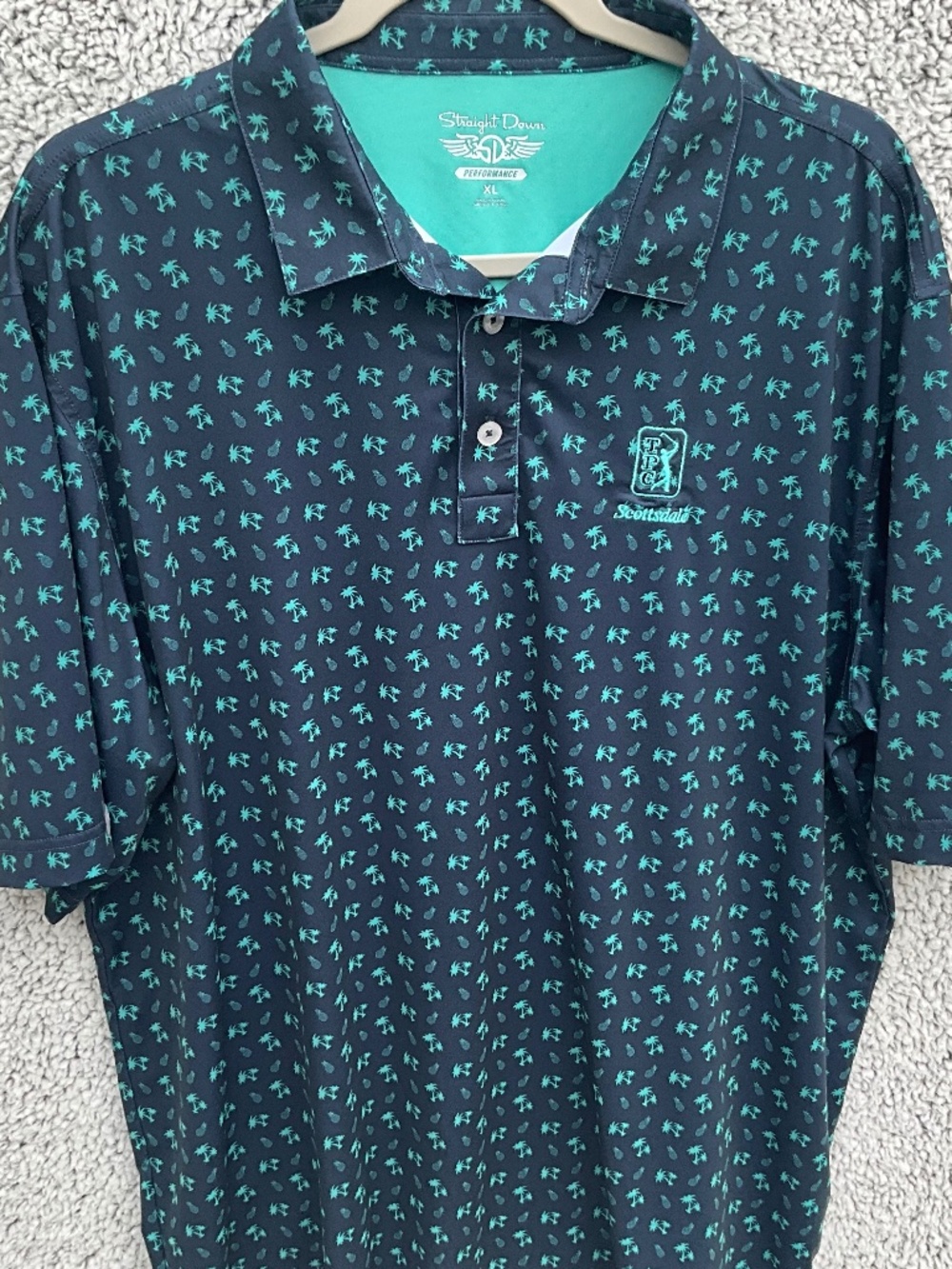 Straight Down performance golf polo shirt.  XL TPC Scottsdale logo
